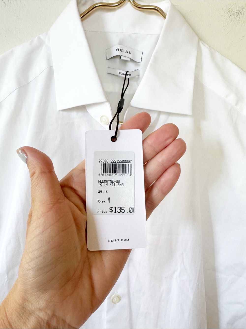 NWT Reiss Redmayne White Short Sleeve Button Up Shirt Slim Fit M - Picture 6 of 7